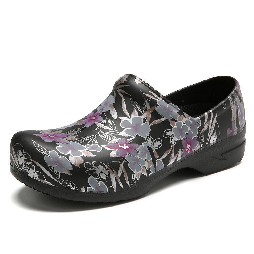 Floral Lightweight Floral Slip-on Waterproof Non-slip Garden Working Shoes Nursing Shoes - Trendha