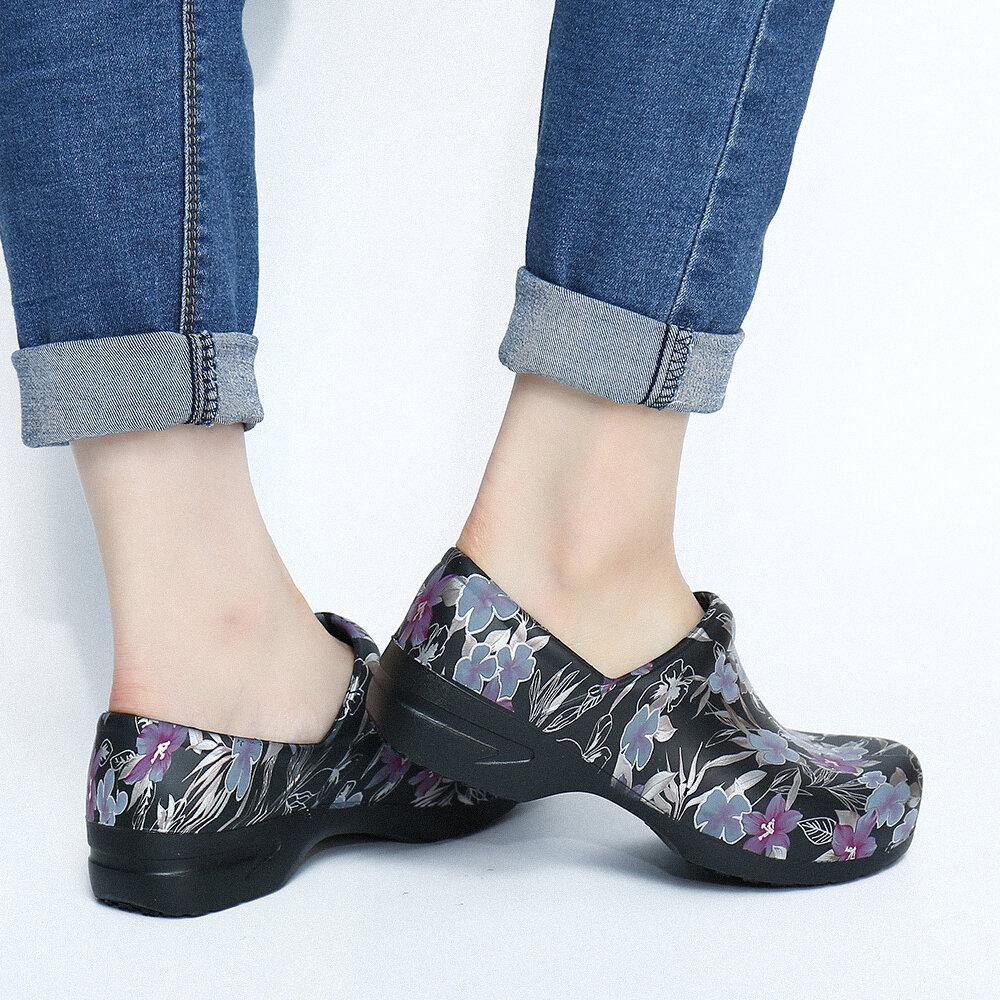 Floral Lightweight Floral Slip-on Waterproof Non-slip Garden Working Shoes Nursing Shoes - Trendha