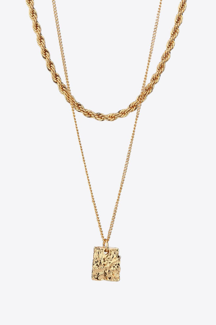 18K Gold Plated Double-Layered Twisted Pendant Necklace - Trendha