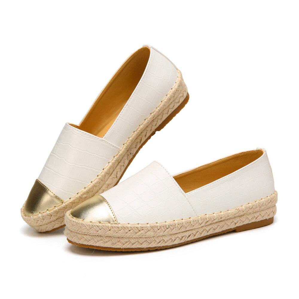 Women Casual Splicing Slip On Espadrille Loafers Flats Fisherman's Shoes - Trendha