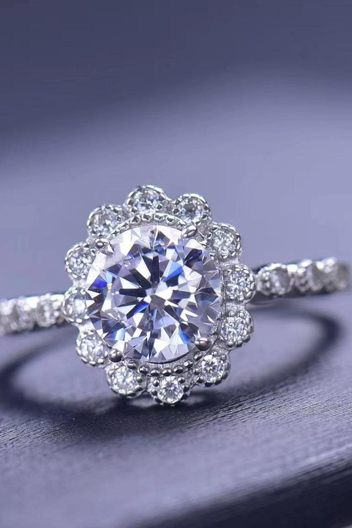 1.5 Carat Moissanite Floral-Shaped Cluster Ring - Trendha