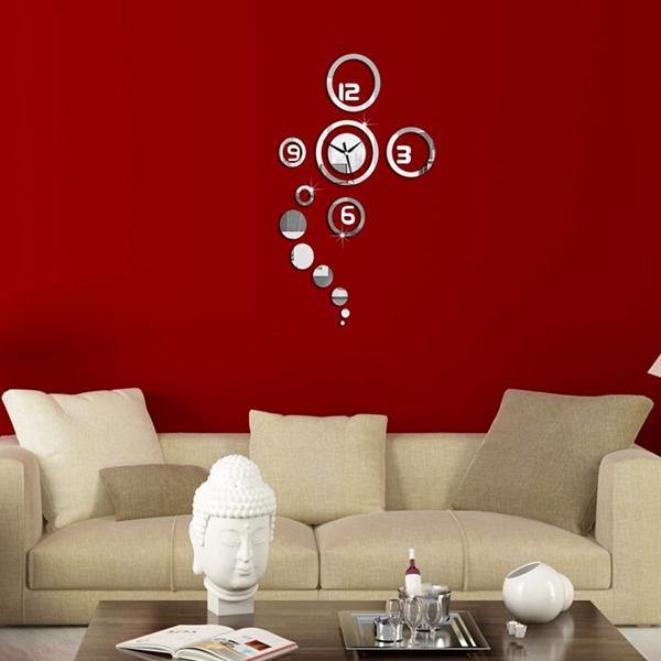 Honana DX-X1 Creative 3D Acrylic Mirror Wall Sticker Quartz Clocks Watch Large Home Decor - Trendha