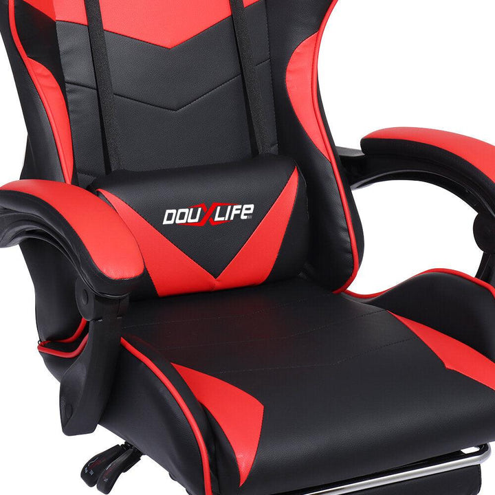 Douxlife® Racing GC-RC02 Gaming Chair Ergonomic Design 150°Reclining Thick Padded Back Integrated Armrest Restractable Footrest for Home Office - Trendha