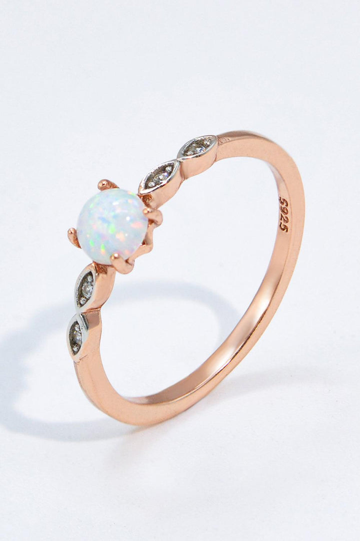 Opal Contrast Platinum-Plated Ring - Trendha