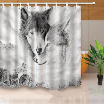 Custom Wolf Shower Curtain Art Print Pattern Shower Curtain Bathroom Decoration Curtain - Trendha
