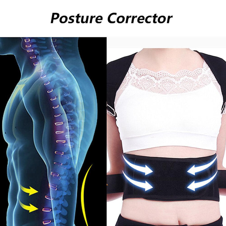 Adjustable Back Support Belt Back Posture Corrector Shoulder Lumbar Spine Support Back Protector - Trendha