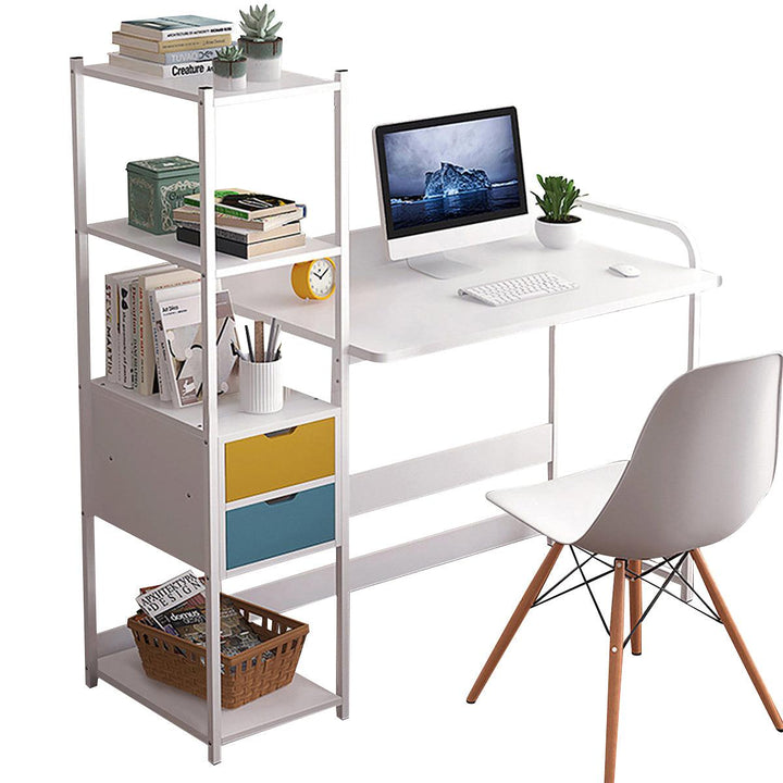 Computer Laptop Desk Writing Study Table Bookshelf Desktop Workstation with Storage Shelf Drawers Home Office Furniture - Trendha