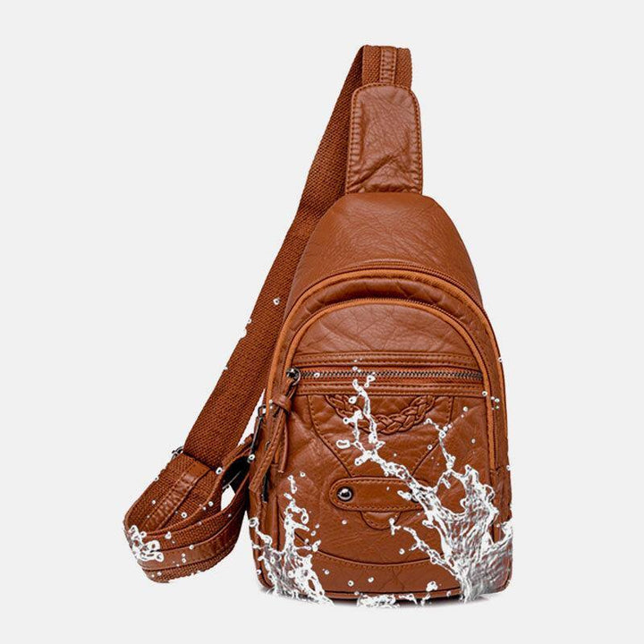 Women PU Leather Portable Large Capacity Earphone Hole Crossbody Bags Shoulder Bag Chest Bag - Trendha