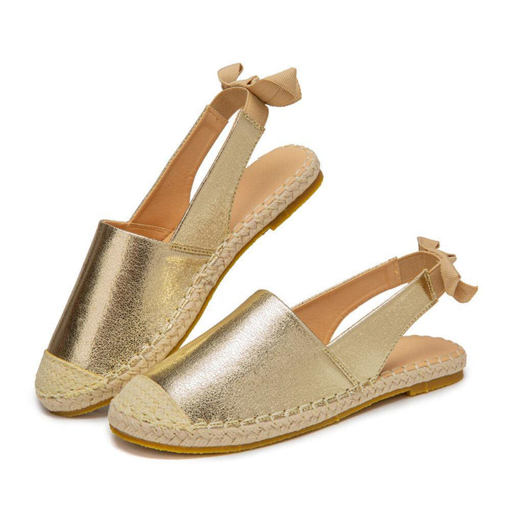 Women Casual Closed Toe Metallic Comfortable Espadrilles Flat Sandals - Trendha
