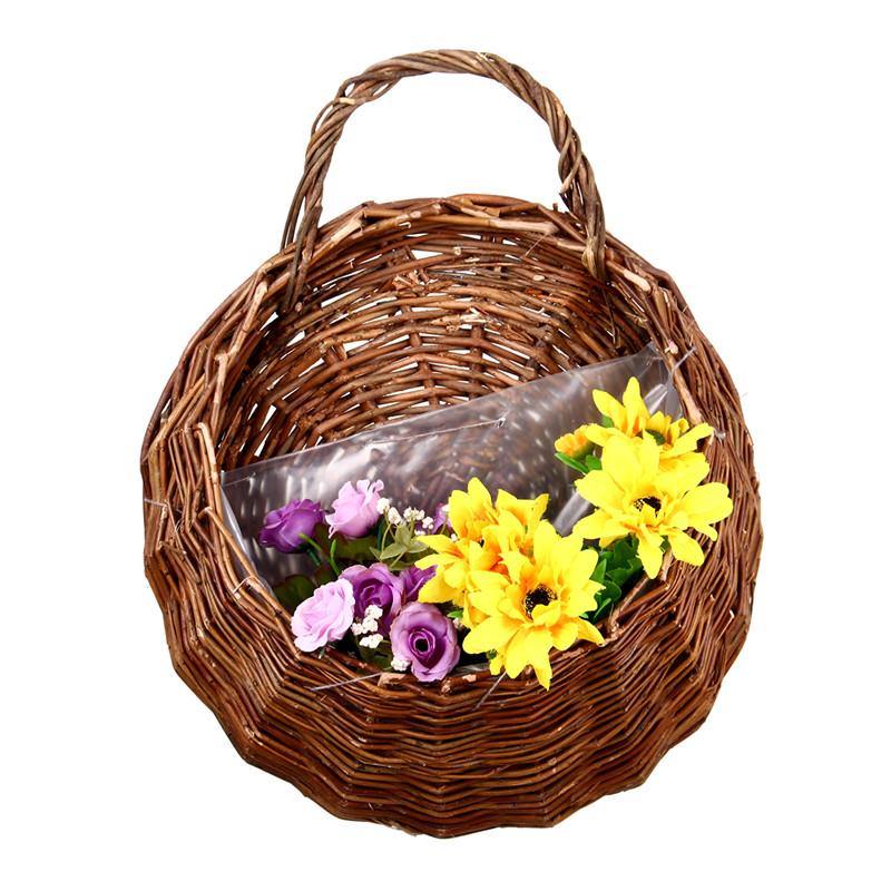 Rustic Wicker Rattan Wall Hanging Flower Baskets Pot Home Balcony Wedding Decor Gift - Trendha