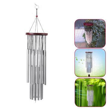 Home 27 Silver Tubes Wind Chimes Church Bells Hanging Decorations - Trendha