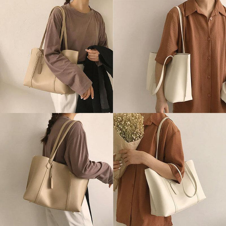 Women PU Leather Large Capacity Casual Brief Tote Shoulder Bag Handbag - Trendha