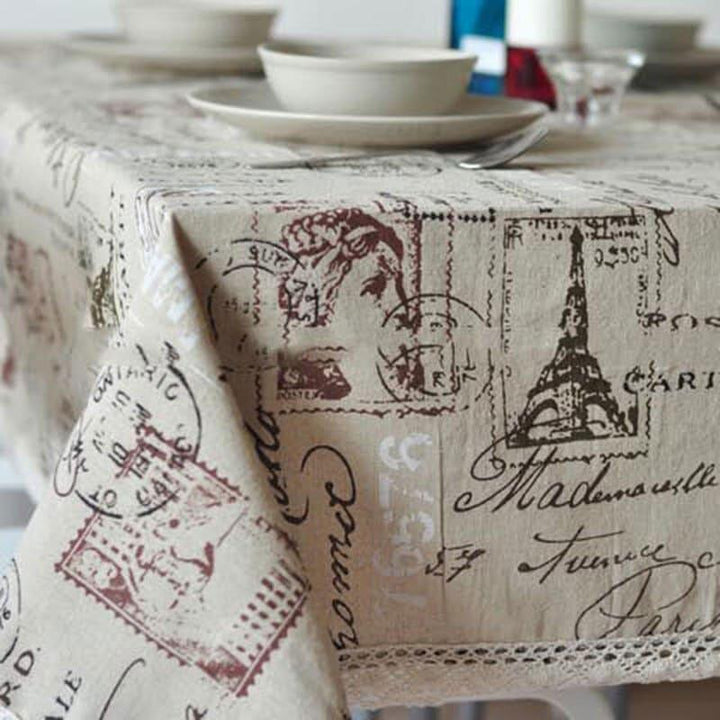 Decorative Paris Theme Cotton Linen Tablecloth - Trendha