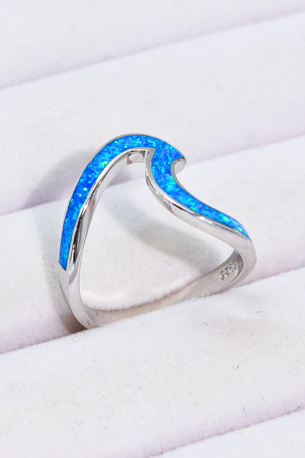 Opal Contrast 925 Sterling Silver Ring - Trendha
