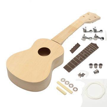 21'' Ukulele Soprano Hawaiian Guitar Kit Basswood Wooden Musical Instrument - Trendha