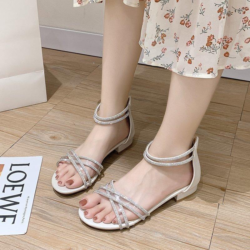 2021 Spring New Sandals Women's Flat-heeled Thick-heeled Toe - Trendha
