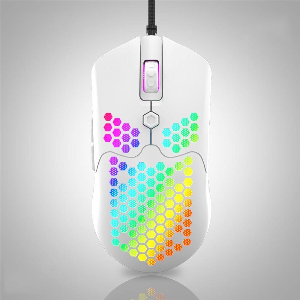 Free-wolf M5 Wired Game Mouse Breathing RGB Colorful Hollow Honeycomb Shape 12000DPI Gaming Mouse USB Wired Gamer Mice for Desktop Computer Laptop PC - Trendha