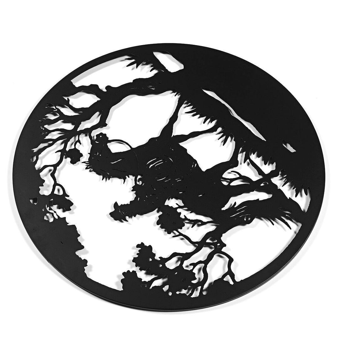 Man Riding Horse In Forest Round Black Metal Wall Hanging Art Decoration Room - Trendha