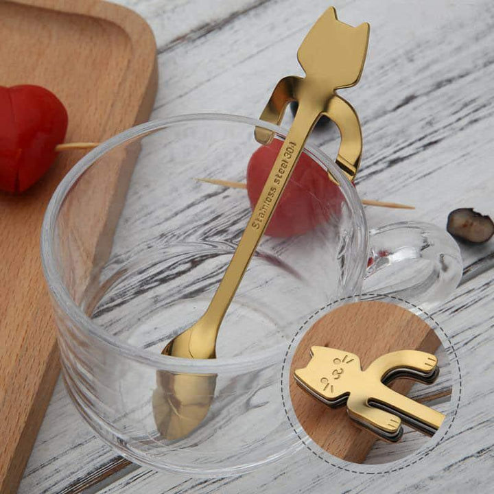 Eco-Friendly Cat Shaped Stainless Steel Coffee Spoon - Trendha
