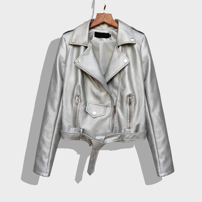 Women's Short Slim PU Leather Jacket - Trendha