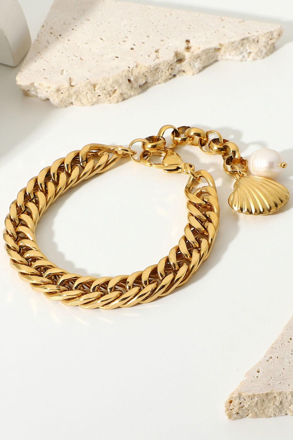 18K Gold-Plated Curb Chain Bracelet - Trendha