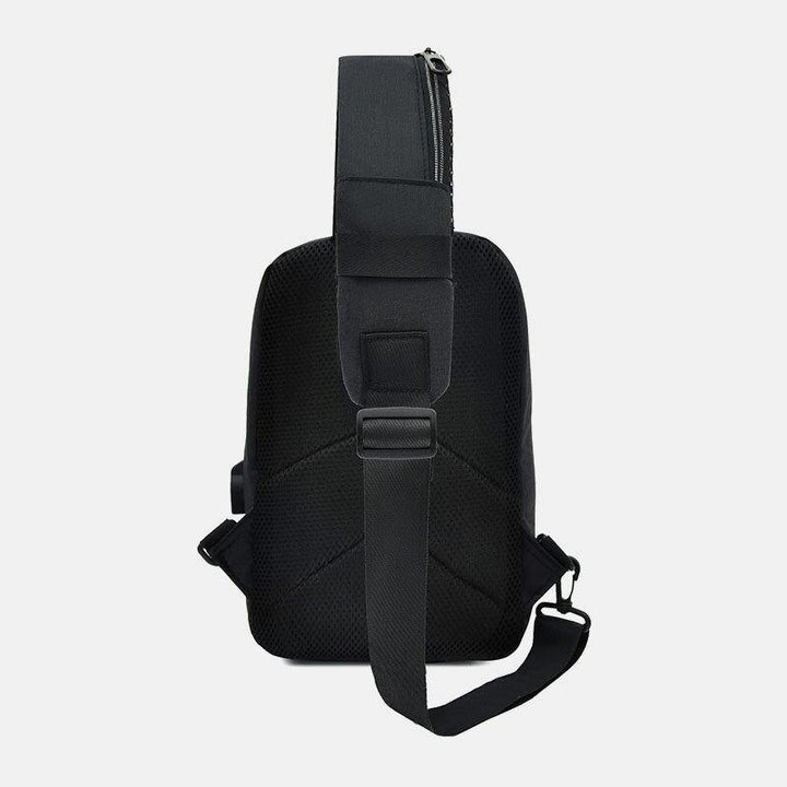 Men Nylon USB Charging Casual Outdoor Brief Chest Bag Shoulder Bag - Trendha