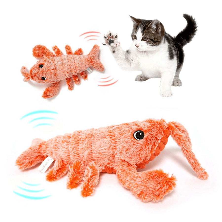 Electric Jumping Shrimp USB Charging Simulation Lobster Funny Cat Plush Toy - Trendha
