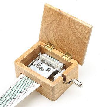 15 Tone DIY Hand-cranked Music Box Wooden Box With Hole Puncher And Paper Tapes - Trendha