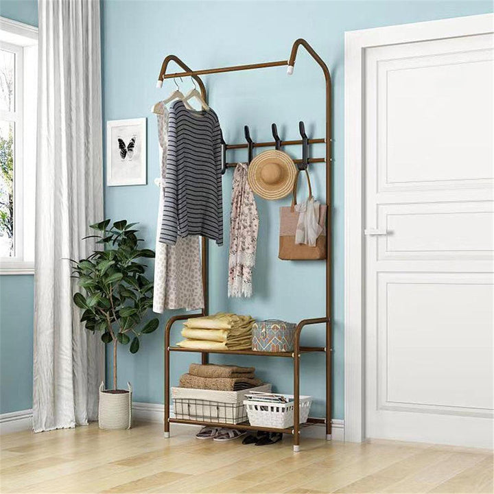 Floor Cloth Shelf Coat Hat Rack Floor Standing Hanger Anti-rust Metal Iron Clothing Hanging Storage Shelf Organizer - Trendha
