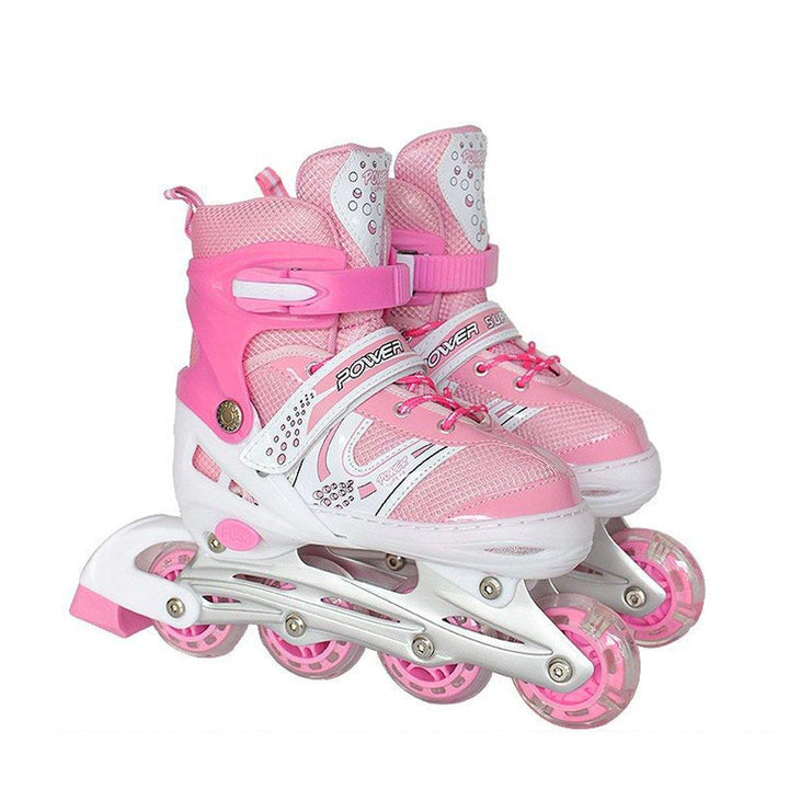 Children's Adjustable Skates Full Set Single Flash Ice Skate Shoes for Boys and Girls Inline Skates for Beginners - Trendha