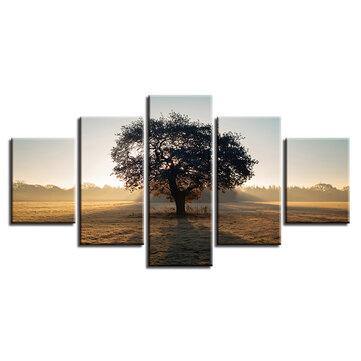 5Pcs Wall Decorative Paintings Sunshine Tree Canvas Print Art Pictures Frameless Wall Hanging Decorations for Home Office - Trendha