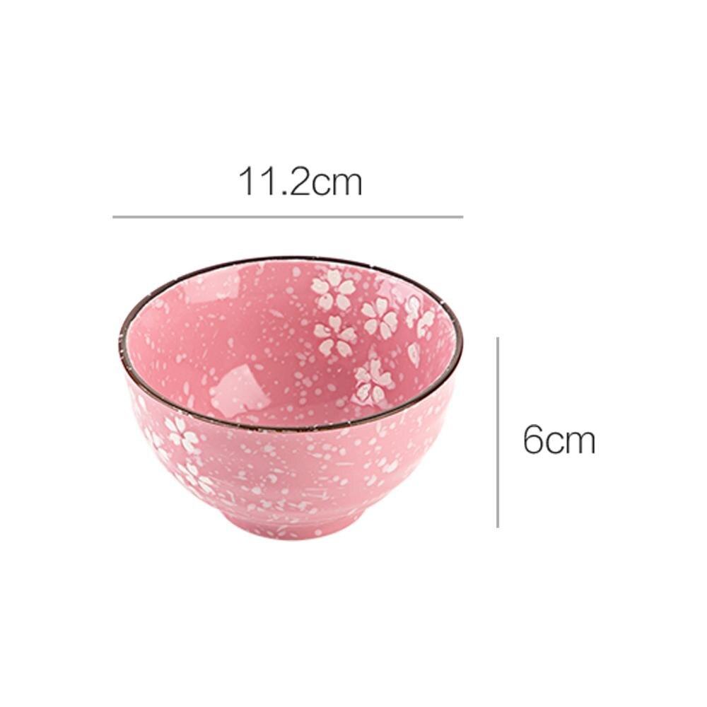 Japan Style Beige / Pink Ceramic Rice Bowl - Trendha