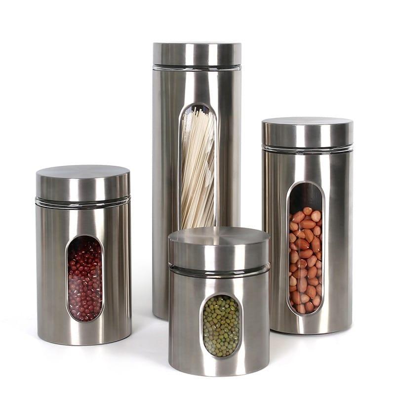 Modern Design Stainless Steel and Glass Spice Jar - Trendha