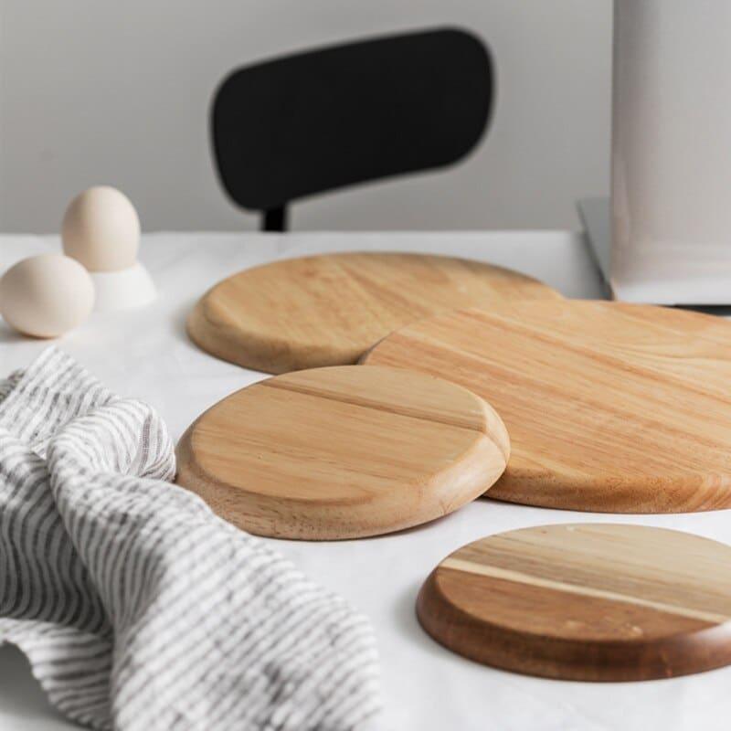 Natural Wooden Round Tray - Trendha