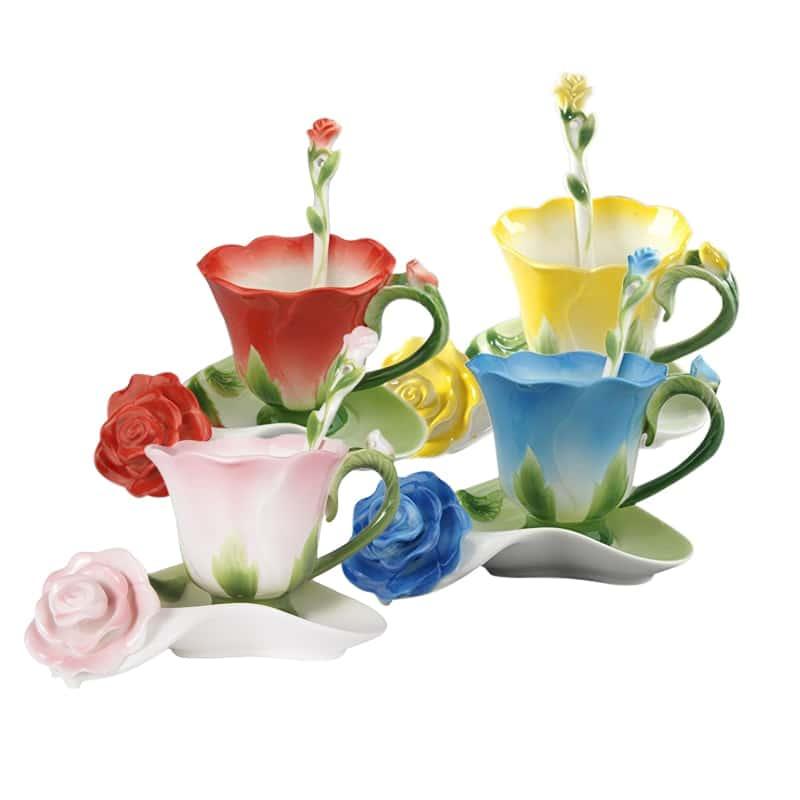 Set of Ceramic Coffee Cup and Saucer - Trendha