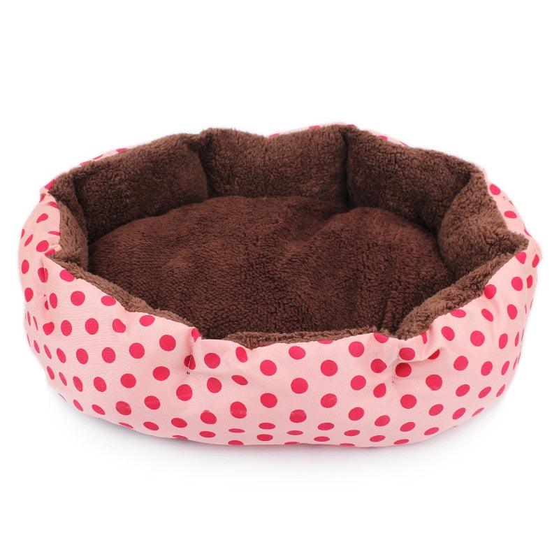 Soft Fleece Cushion Dog Bed with Polka Dot Design - Trendha