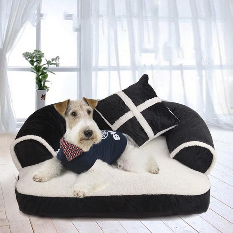 Soft Sofa Shaped Pet Bed with Cushion - Trendha