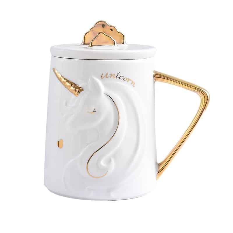 Solid Ceramic Unicorn Coffee Mug with Holder - Trendha